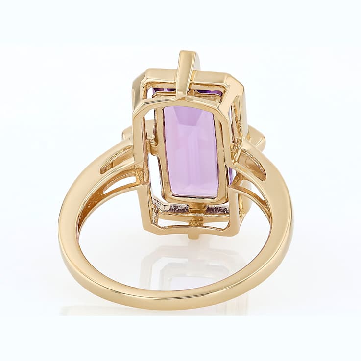Amethyst Rectangular Octagonal And White Zircon Ring In 18K Gold Over
Sterling Silver 3.44ctw