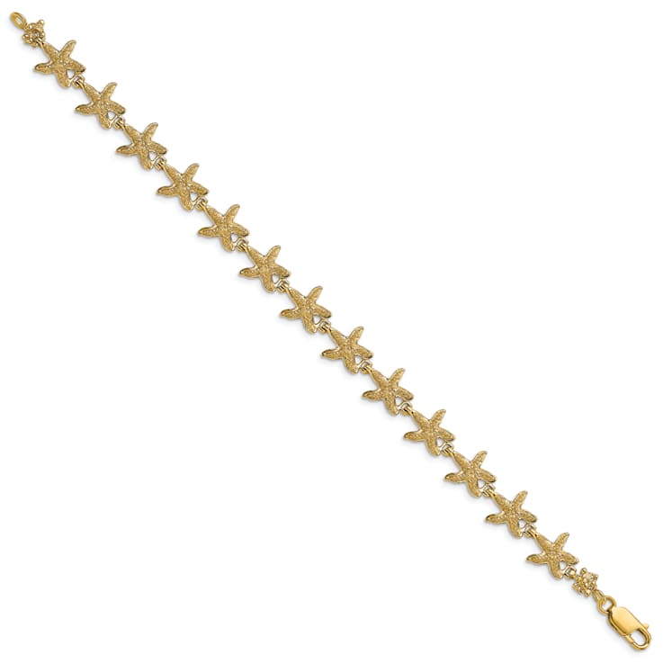 14k Yellow Gold Textured Starfish Link Bracelet
