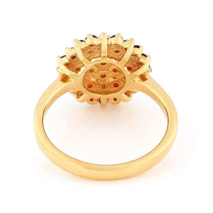 Garnet Cluster Ring In 18K Gold Over Sterling Silver 1.10ctw