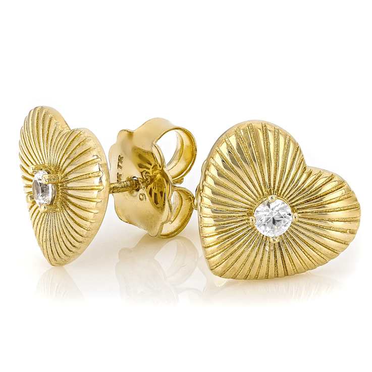 Heart Earrings With Zircon Accent In 18K Gold Over Sterling Silver