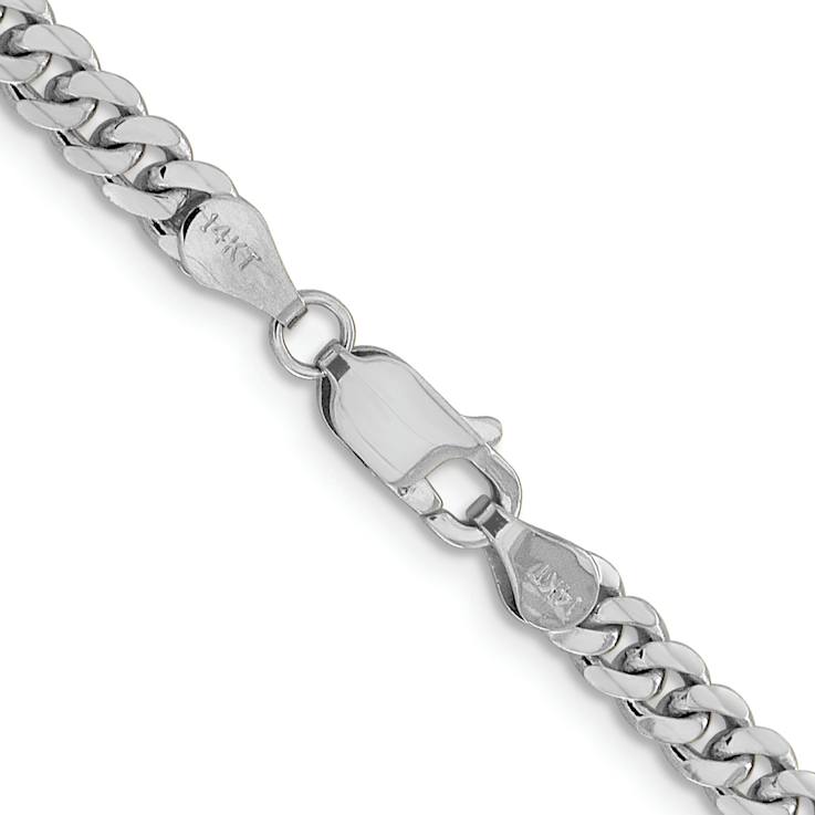 Rhodium Over 14k White Gold 4.25mm Solid Miami Cuban 26 Inch Chain