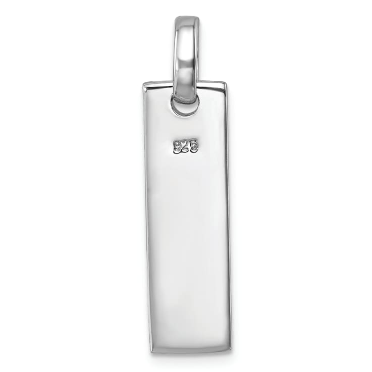 Rhodium Over Sterling Silver Swimming Turtles Rectangle Pendant