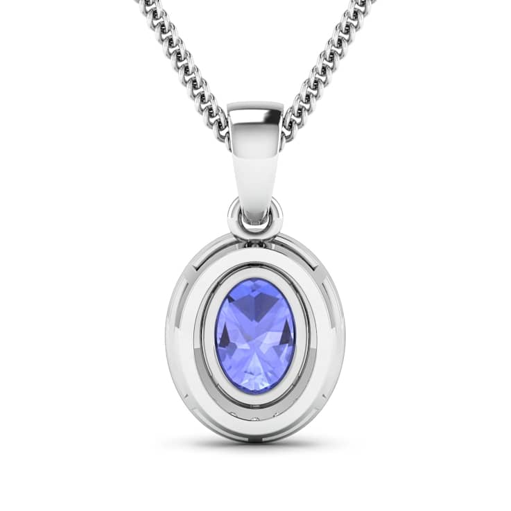 1.09ctw 14K White Gold Tanzanite and White Diamond Pendant with 18 inch
Cable Chain