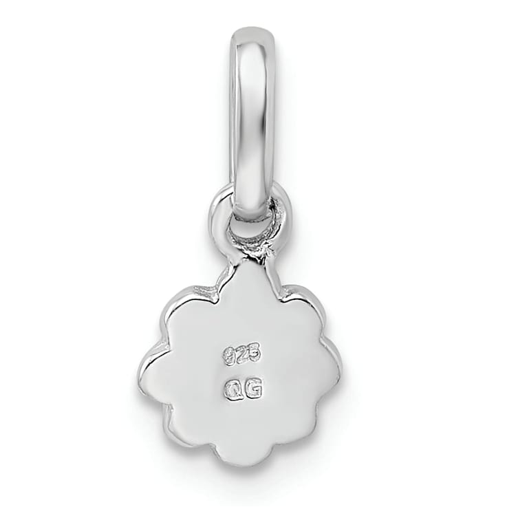 Rhodium Over Sterling Silver White and Yellow Enamel Daisy Children's Pendant