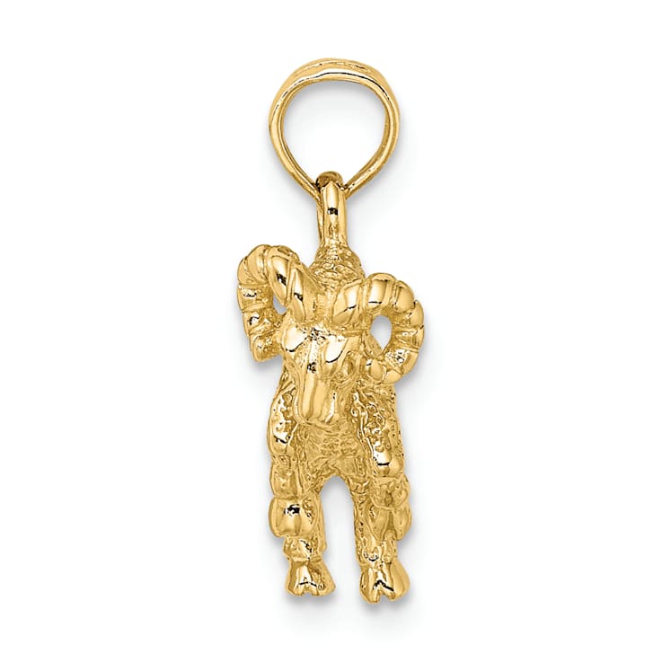 14k Yellow Gold 3D Textured Aries Zodiac pendant