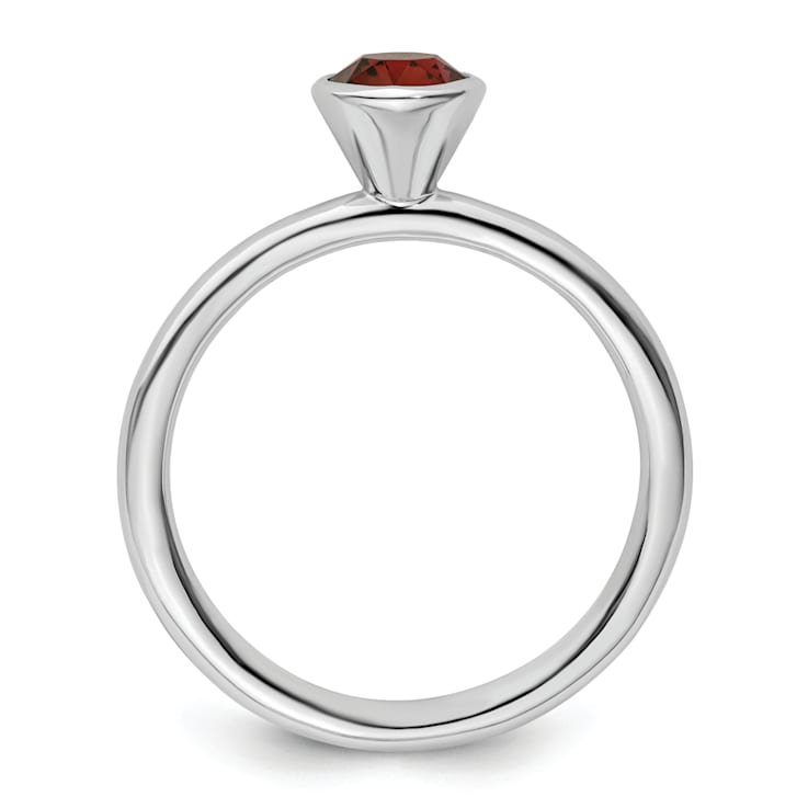 Sterling Silver Stackable Expressions High 5mm Red Crystal Ring