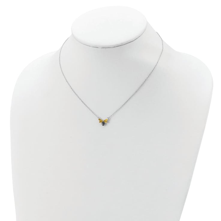 Rhodium Over Sterling Silver Enamel Bumblebee with 2-inch Extension
Childs Necklace