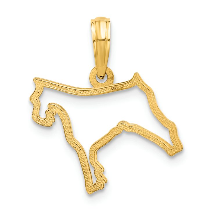 14k Yellow Gold Polished Dog Outline Pendant