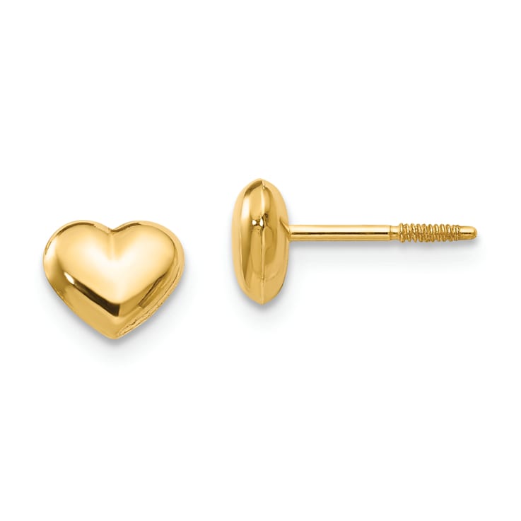 14k Yellow Gold Small Puffed Heart Earrings