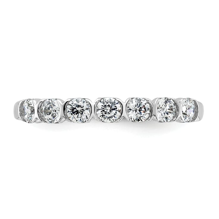 Rhodium Over 14K White Gold 7-Stone Diamond Wedding Band 0.49ctw