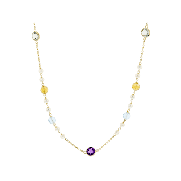 Multi-Gem 14k Yellow Gold Necklace 9.63ctw