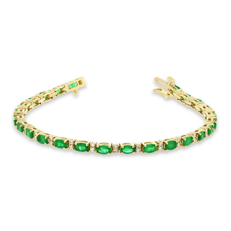 5.50ctw Emerald and Diamond Bracelet in 14k Yellow Gold