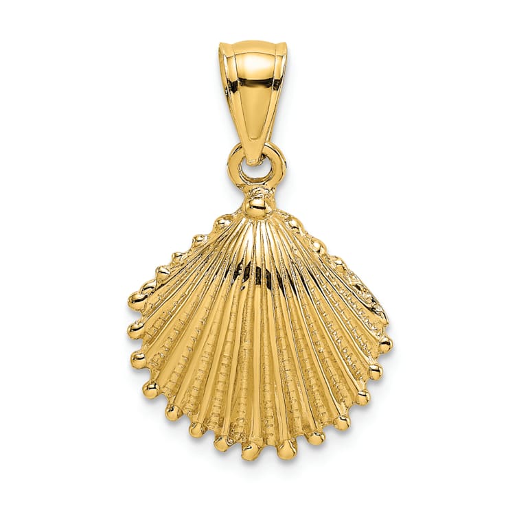 10K Yellow Gold Textured Scallop Shell Charm