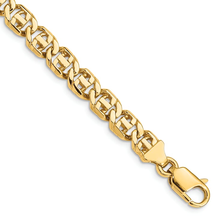 14k Yellow Gold 6.75mm Hand Polished Fancy Link Bracelet