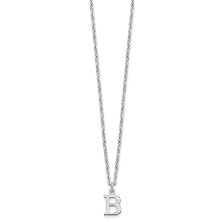 Rhodium Over Sterling Silver Cutout Letter B Initial Necklace