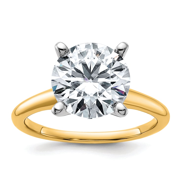 14K Yellow Gold With White Gold Accents 3 5/8 ct. G H I True Light Round
Moissanite Solitaire Ring