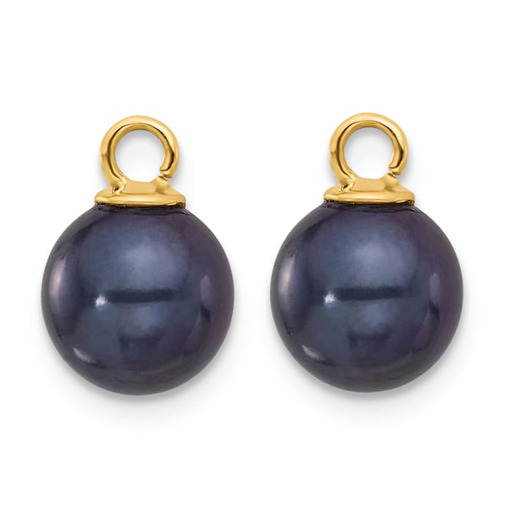 14K Yellow Gold 7-8mm Black and White Freshwater Cultured Pearl
Removable Dangle Hoop Earrings