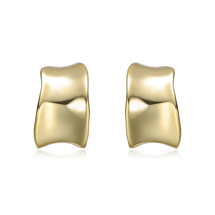 Waterfall C-Hoop Earrings In 14K Gold Over Brass