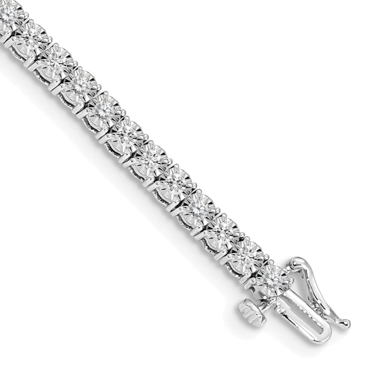14K White Gold Lab Grown Diamond Illusion Setting Bracelet