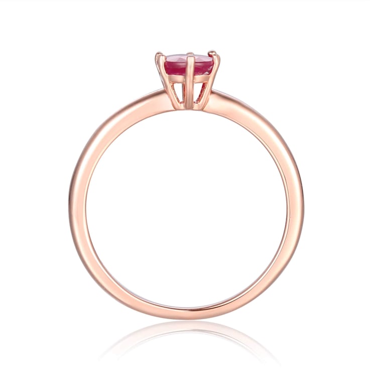 Oval Ruby 14K Rose Gold Over Sterling Silver Solitaire Ring, 1.00ct