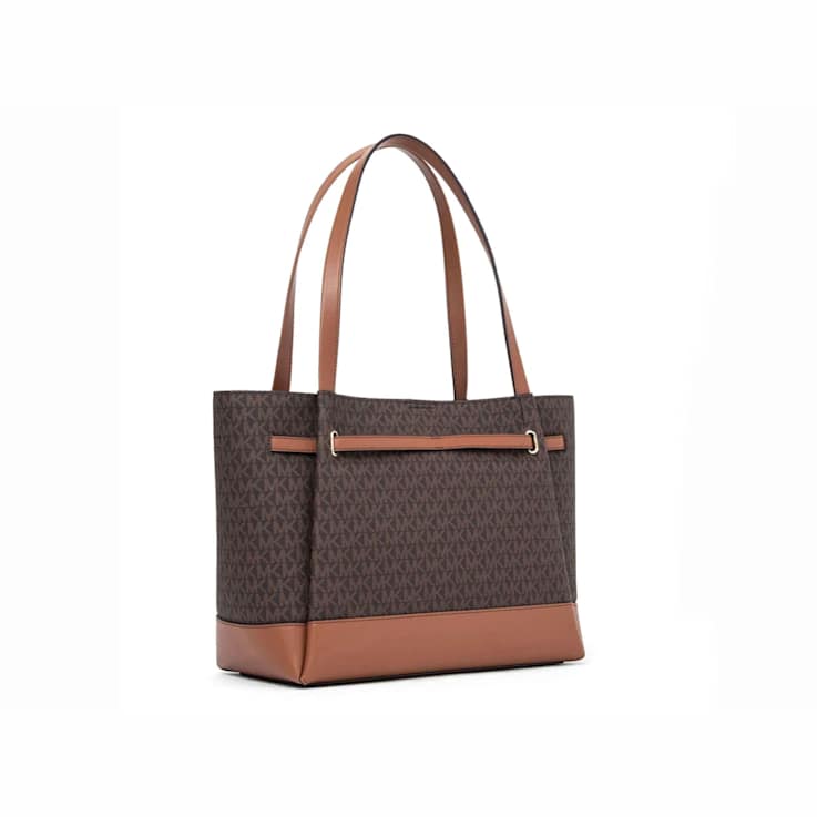 Michael Kors Reed Large Belted Tote Shoulder Handbag in Exotic Brown
