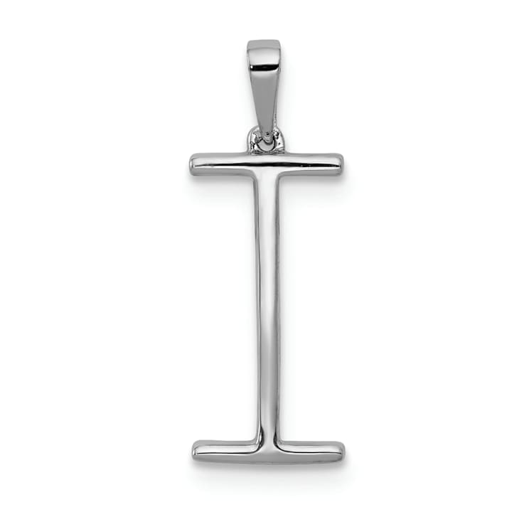 Rhodium Over 14K White Gold Diamond Letter I Initial Pendant