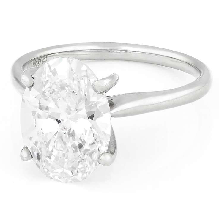 Lab-Grown Diamond Oval Solitaire Ring In 14K White Gold 4.00ct