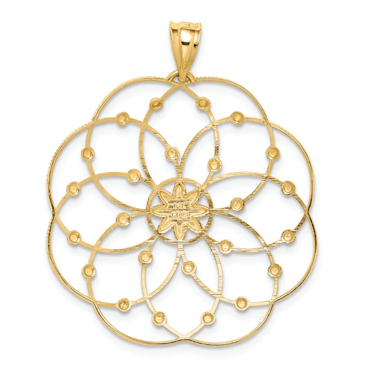 14k Two-tone Gold Diamond-Cut Spiral Circle Pendant