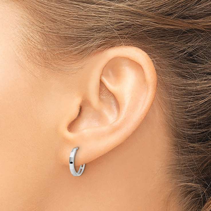 Rhodium Over 14k White Gold 1/2" Polished and Diamond-Cut Hinged
Hoop Earrings