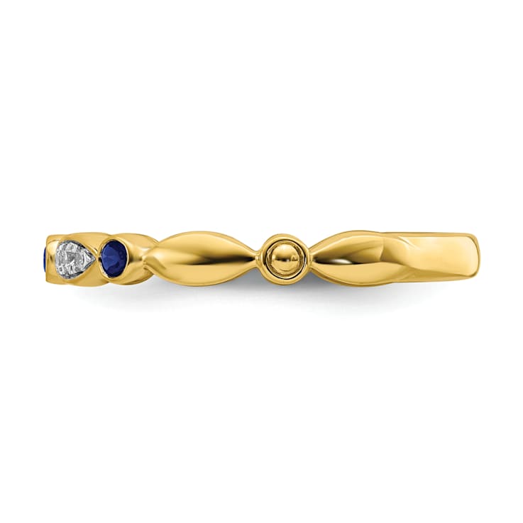 14K Yellow Gold Stackable Expressions Lab Created Sapphire and Diamond
Ring 0.105ctw