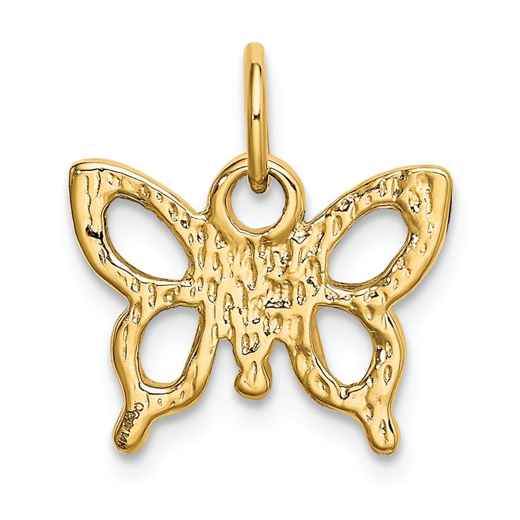 14k Yellow Gold Solid Polished Butterfly Pendant