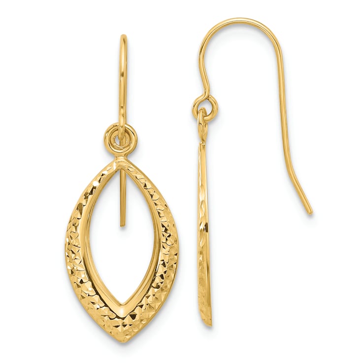 14k Yellow Gold Diamond-Cut Dangle Earrings