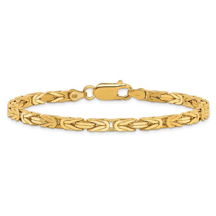【送料無料/即納】  14K Yellow Gold 3.25mm Byzantine Chain Bracelet - 12CQ3A アクセサリー
