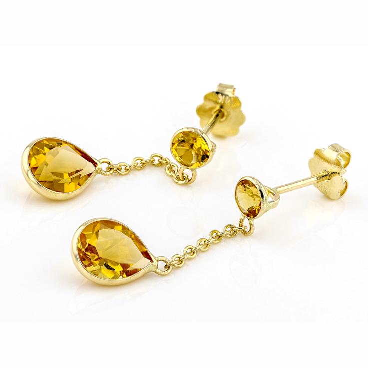 Yellow Citrine 14k Yellow Gold Dangle Earrings 2.14ctw