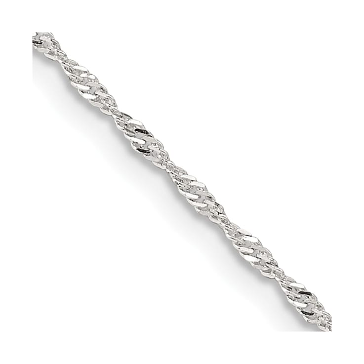 Sterling Silver 1.4mm Singapore Chain with 2-inch Extension Necklace