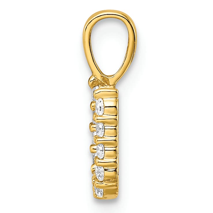 14K Yellow Gold Lab Grown Diamond Letter U Initial Pendant