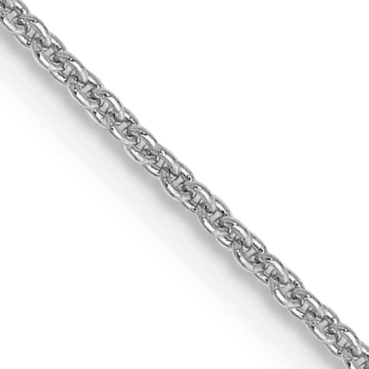 Rhodium Over 14k White Gold 0.9mm Solid Cable 20 Inch Chain