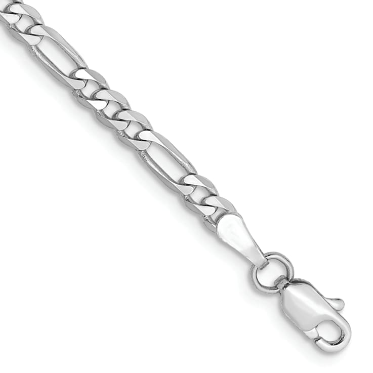 14K White Gold 3.0mm Flat Figaro Chain Bracelet