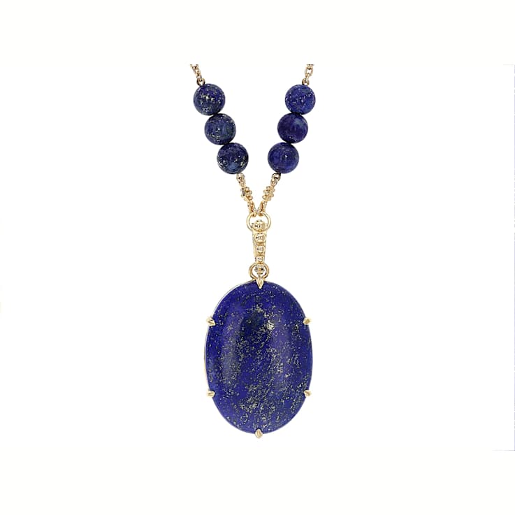 Lapis Lazuli And Azurite In Granite Matrix Reversible Enhancer Necklace
In 18K Gold Over Sterling Silver