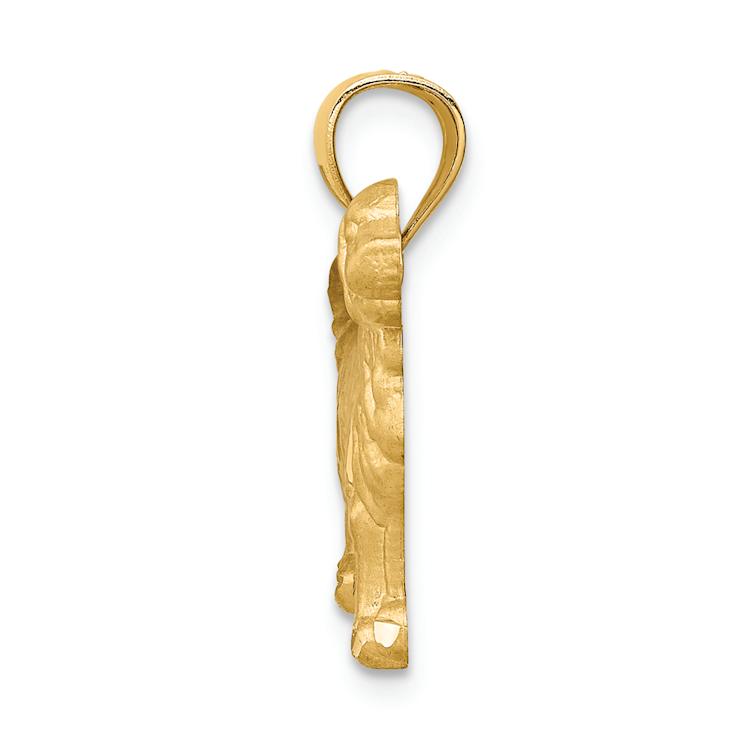 14k Yellow Gold Brushed and Diamond-Cut Golden Retriever Pendant