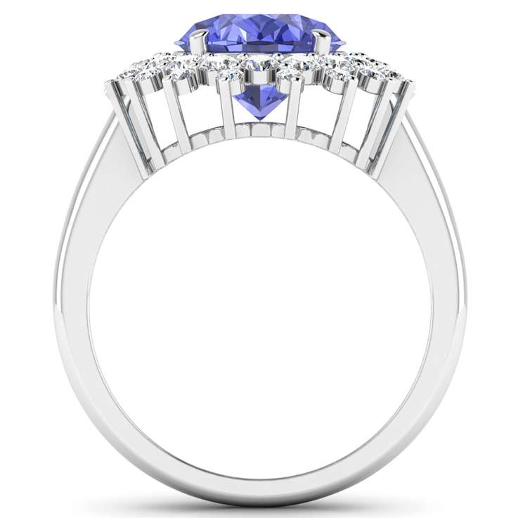 4.22ctw Violet Tanzanite and Diamond 14K White Gold Halo Ring