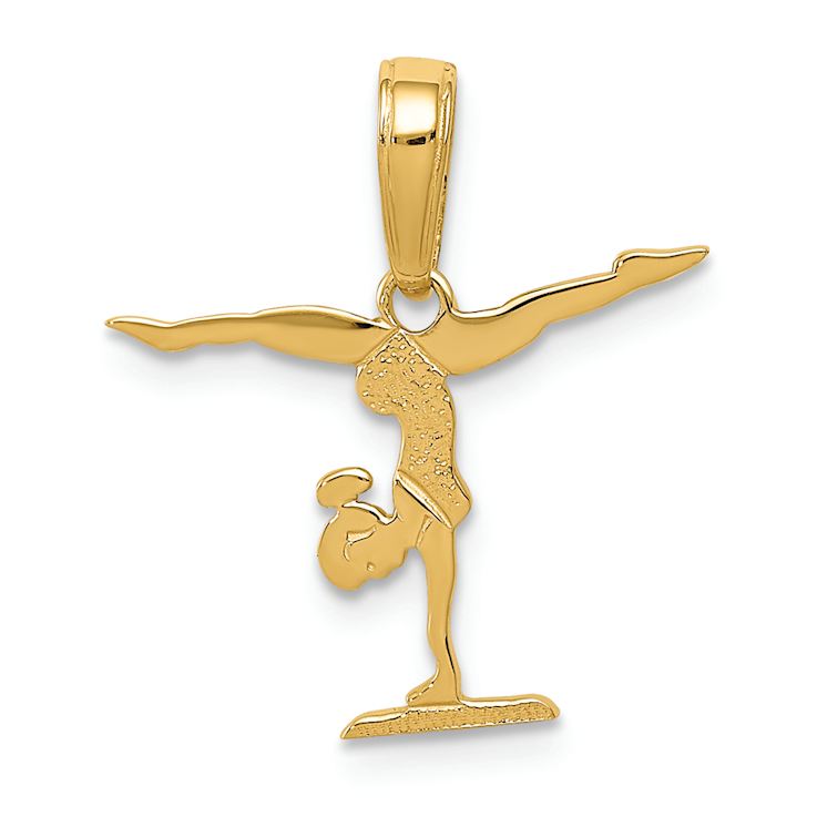 14k Yellow Gold Textured Gymnastics Pendant