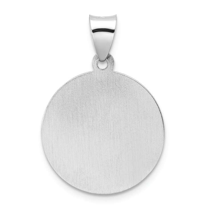 Rhodium Over 14k White Gold Polished and Satin Saint Nicholas Medal Pendant