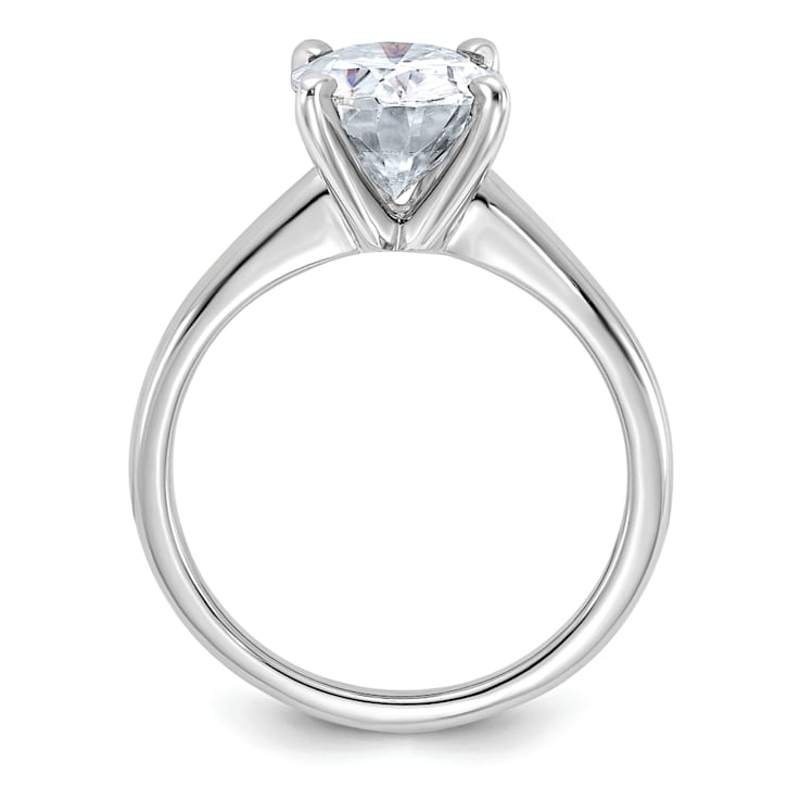 Rhodium Over 14K White Gold 3 ct. G H I True Light Oval Moissanite
Solitaire Ring
