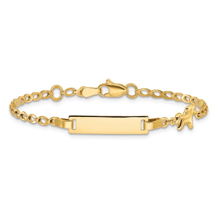 14k Yellow Gold Polished Horse and Pony Children's ID Bracelet
