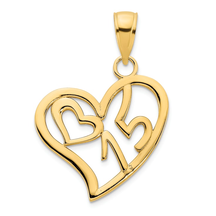 14k Yellow Gold #15 Heart Pendant