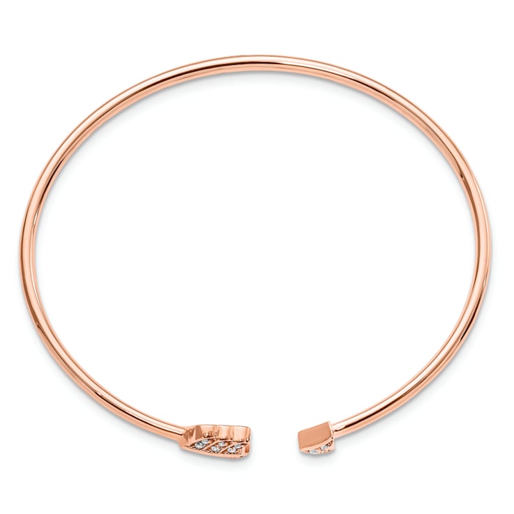 14k Rose Gold Diamond Arrow Cuff Bangle