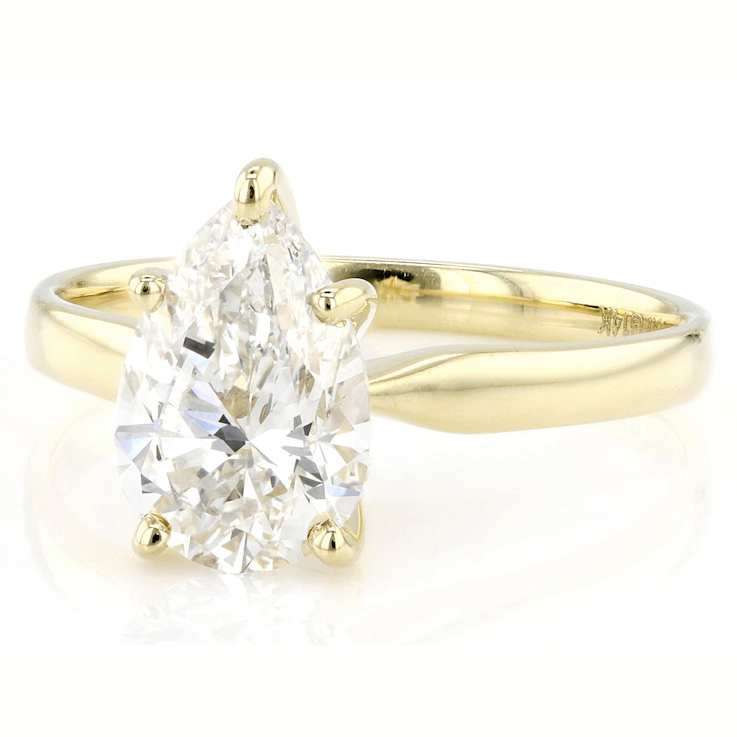 Lab-Grown Diamond Pear Shape Solitaire Ring In 14K Gold 2.00ct