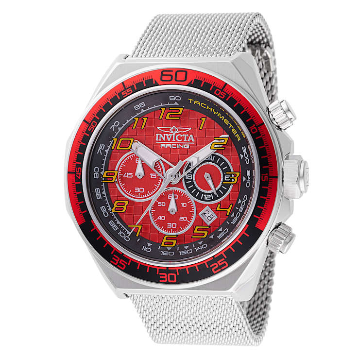 Invicta Invicta Racing 50.00mm Red, Black Dial Mesh, Stainless Steel
Band Quartz Watch