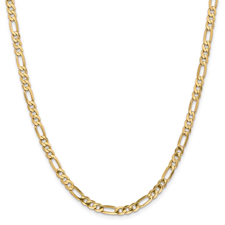 14k Yellow Gold Polished Solid 4.75mm Flat Figaro Link 26 Inch Chain